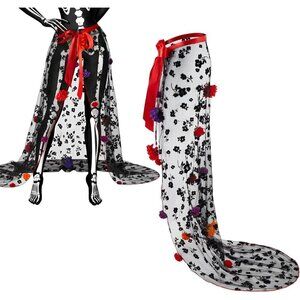 Women Day of Dead Tulle Skirt Mexican Flower Gothic Dress for Costume Party